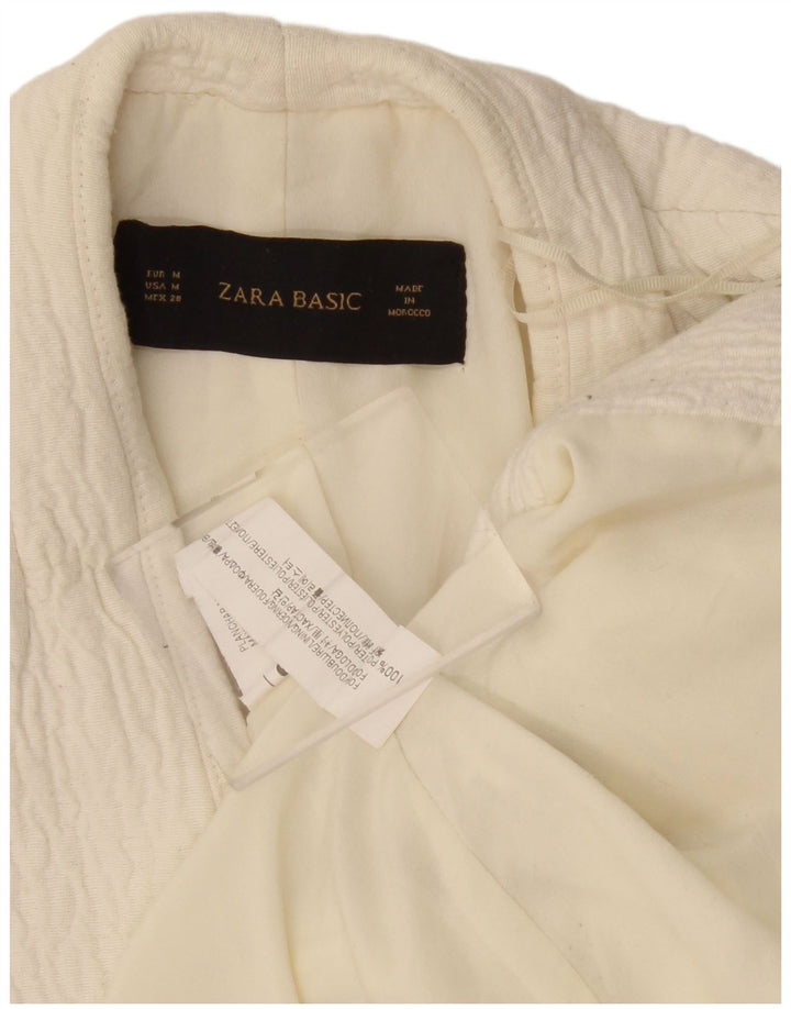 Zara Dame Overfrakke UK 14 Medium Off White Polyester