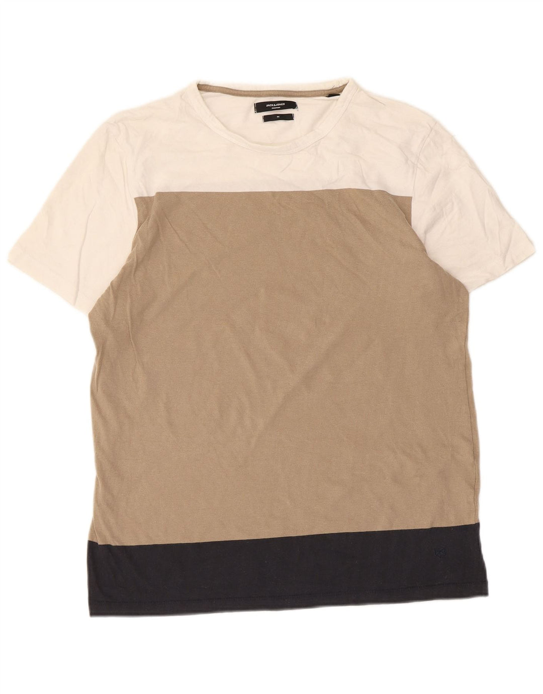 Jack & Jones Herre T-Shirt Top Medium Beige Colourblock Bomuld