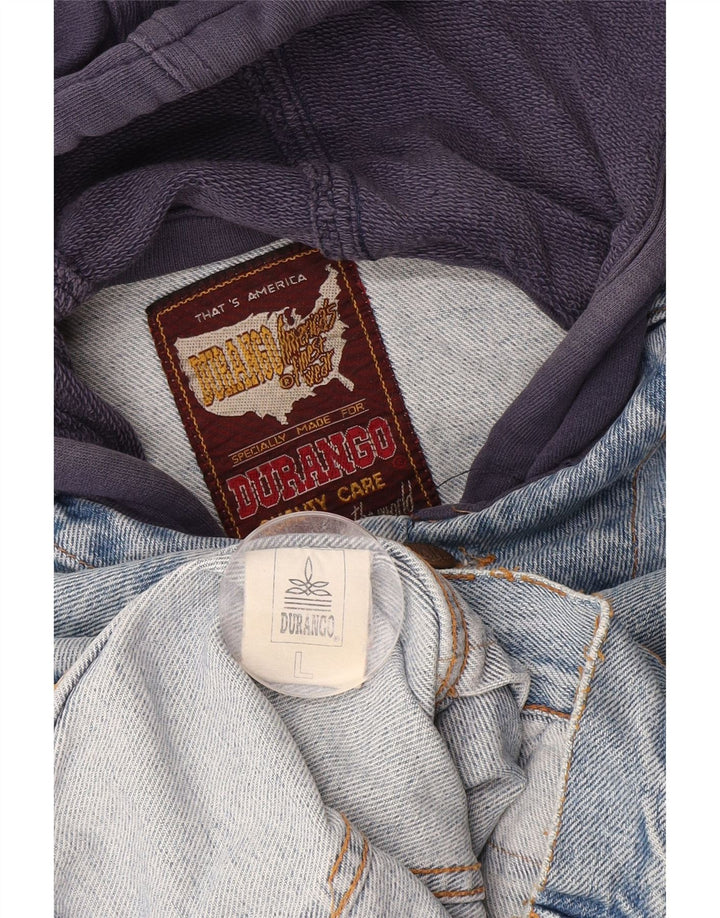 DURANGO Denimjakke med hætte til mænd UK 40 Large Blue Colourblock Bomuld