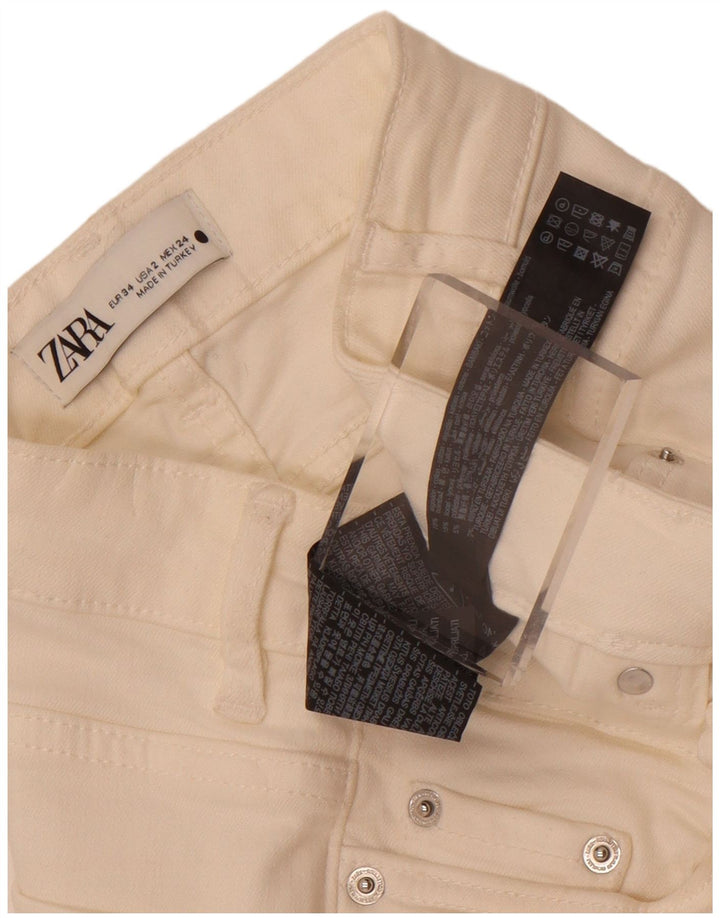 Zara Dame Flared Jeans EU 34 2XS W24 L32 Hvid Bomuld
