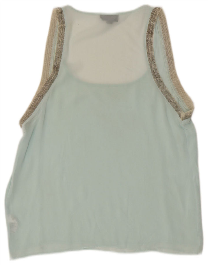 Topshop Dame ærmeløs bluse Top UK 10 Small Blue Polyester