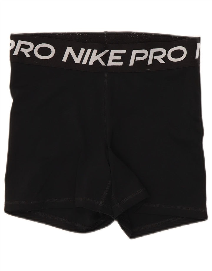 Nike Dame Dri Fit grafiske sportsshorts UK 12 Medium Sort Polyester