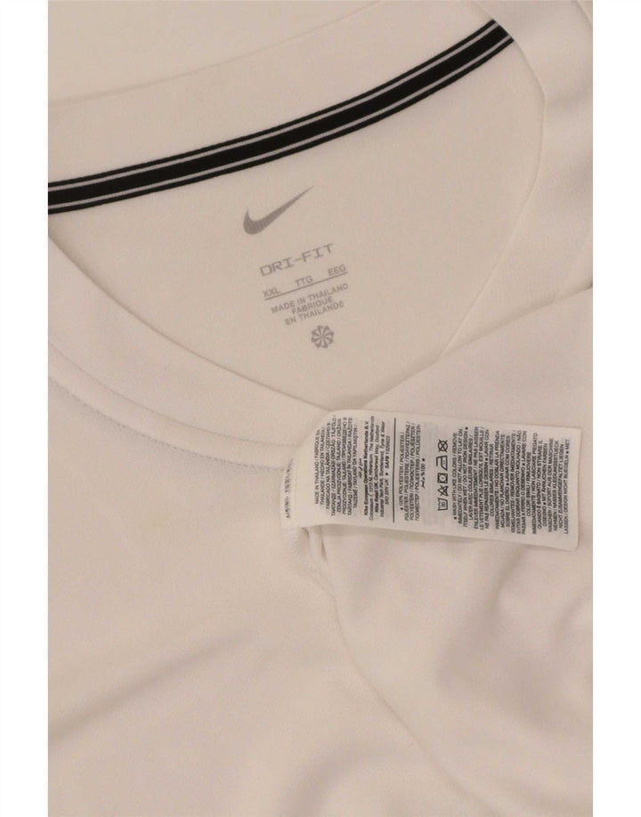 Nike herre Dri Fit T-shirt top 2XL hvid polyester