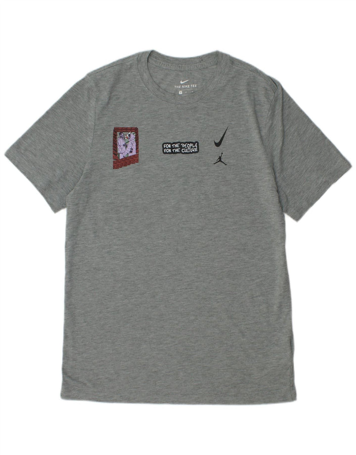 NIKE Mens Graphic T-Shirt Top Medium Grey Polyester