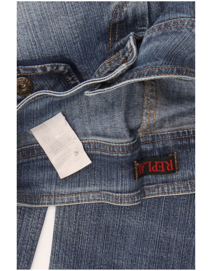 REPLAY Dame Straight Jeans W28 L34 Blå Bomuld
