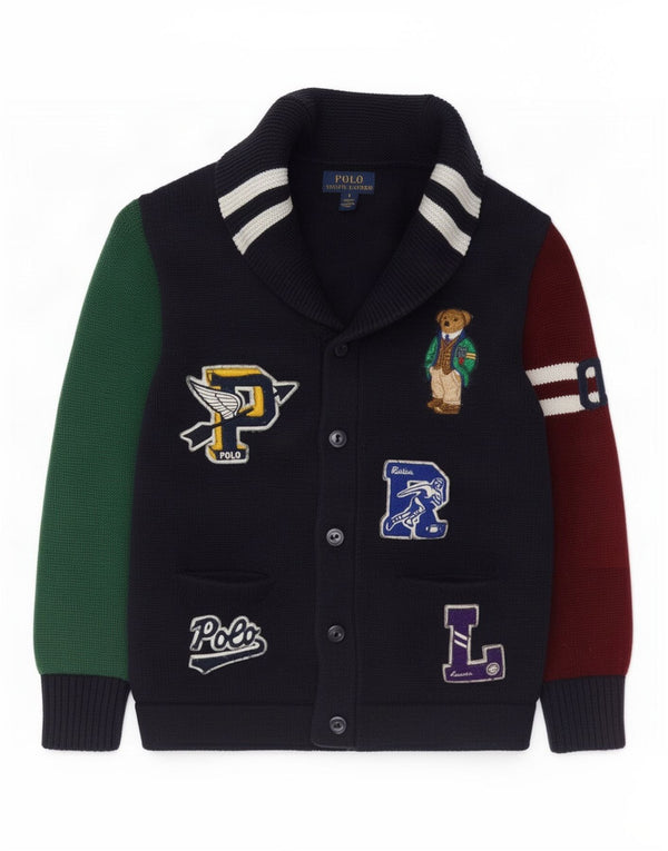 Polo Ralph Lauren drenge cardigan sweater 5-6 år marineblå farveblok