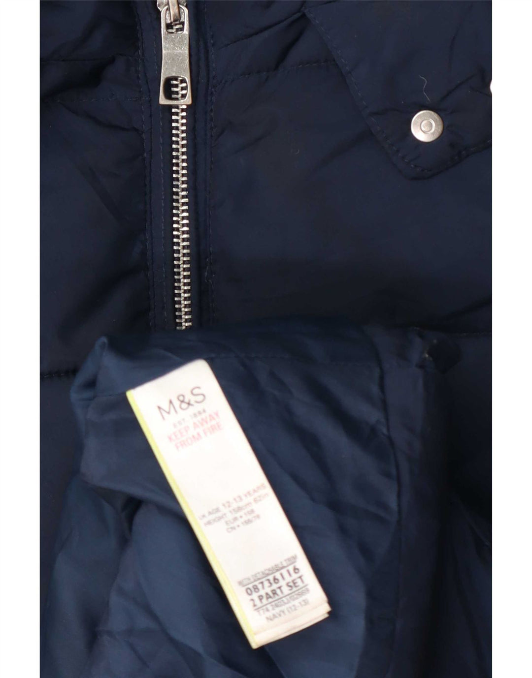 Marks & Spencer Girls Polstret hættejakke 12-13 år Navyblå polyester