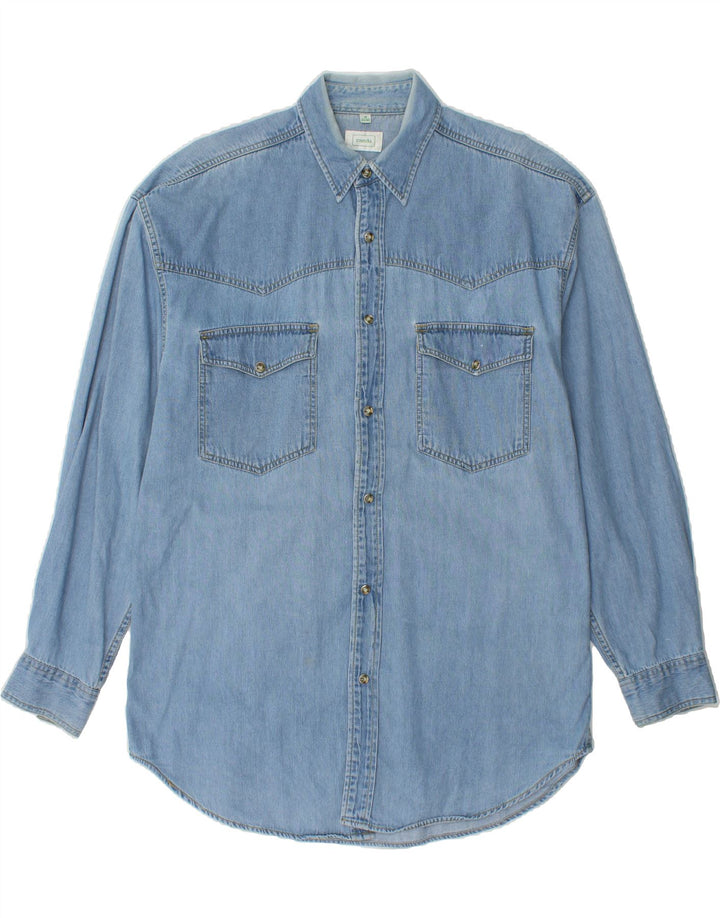 CANDA Mens Denim Shirt Medium Blue Cotton Vintage Canda and Second-Hand Canda from Messina Hembry 