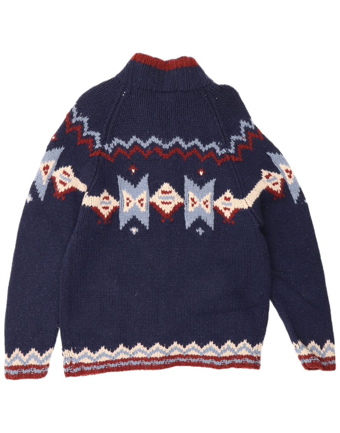 S. Moritz Herre Cardigan Sweater XL Blue Fair Isle Wool