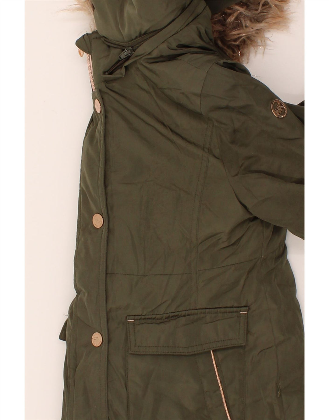 MICHAEL KORS Girls Hooded Parka Jacket 5-6 Years Khaki Polyester Vintage Michael Kors and Second-Hand Michael Kors from Messina Hembry 