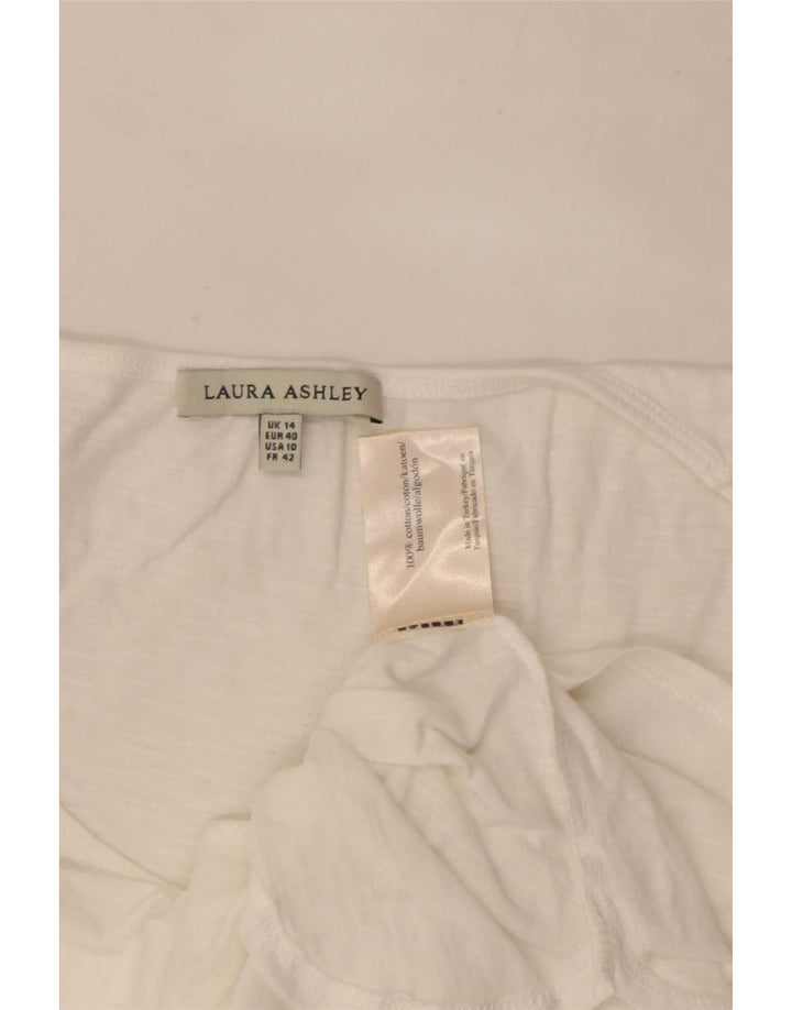 Laura Ashley Dame Tunika Top UK 14 Stor Hvid Bomuld