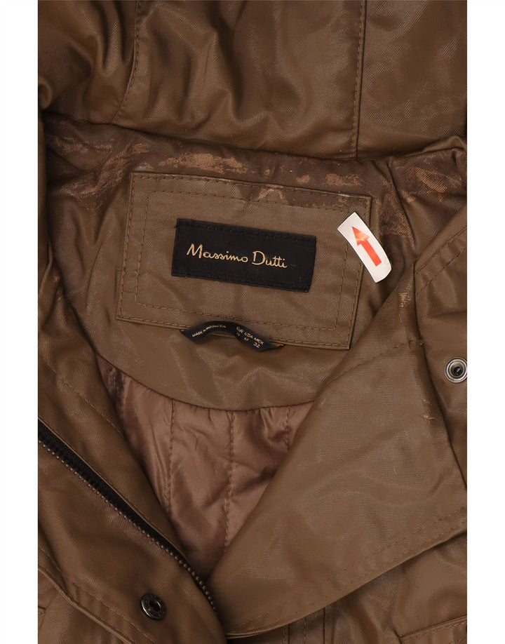 Massimo Dutti Dame Regnfrakke med hætte UK 14 Medium Brun