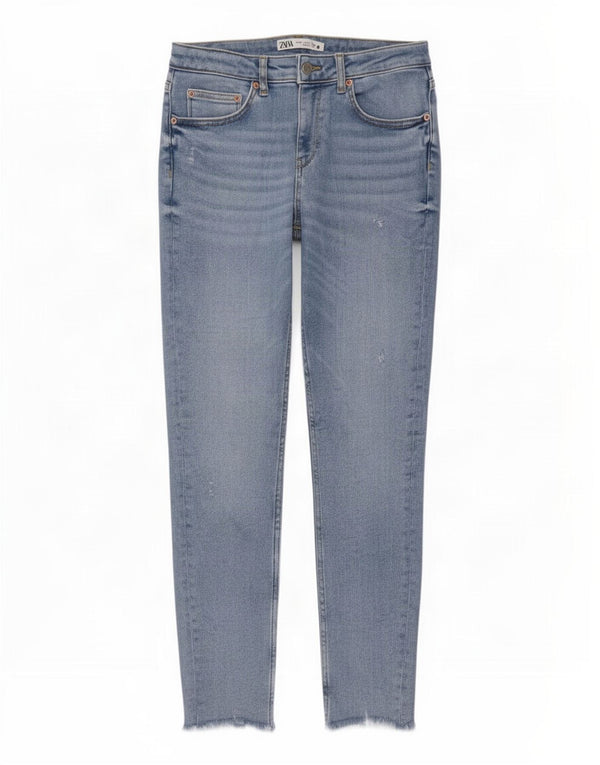 Zara Dame Distressed Skinny Jeans EU 40 Medium W30 L28 Blå