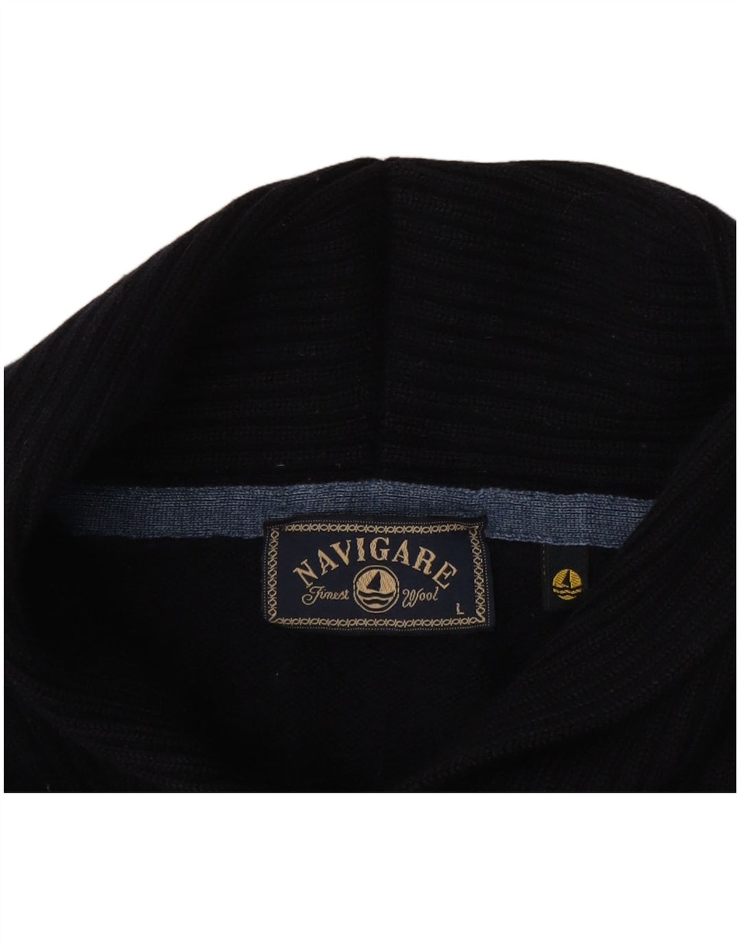 Navigare Herre Shawl Neck Jumper Sweater Large Navy Blue Uld