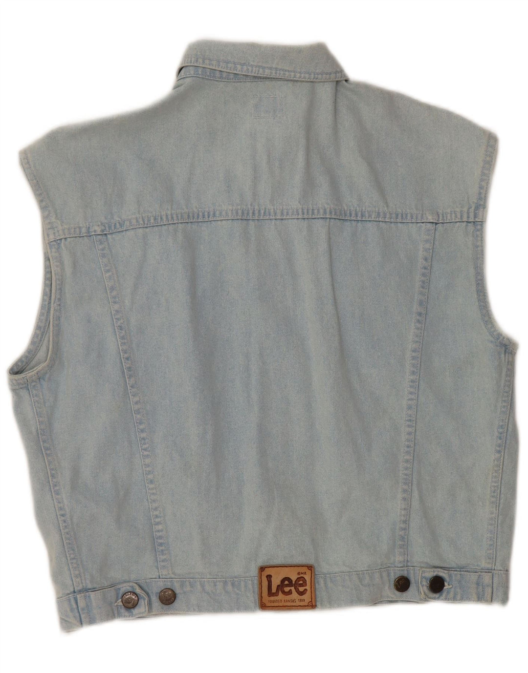 LEE Dame Denim Gilet UK 14 Stor Blå Bomuld