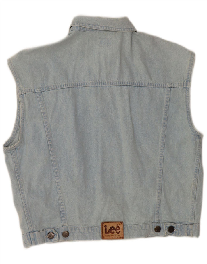 LEE Dame Denim Gilet UK 14 Stor Blå Bomuld