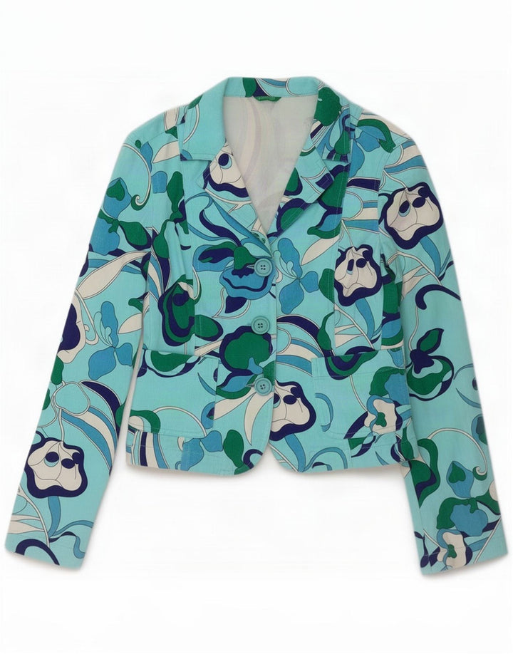 Benetton Dame 3-knaps blazerjakke IT 42 Medium Blue Cotton