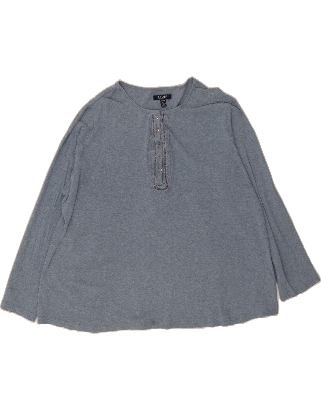 CHAPS Womens Ruffle Front Crew Neck Jumper Sweater UK 18 XL Blue Cotton Vintage Chaps and Second-Hand Chaps from Messina Hembry 
