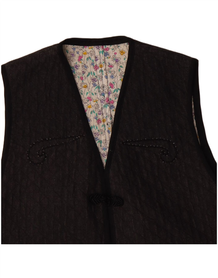 Vintage Dame Gilet UK 12 Medium Grey Paisley
