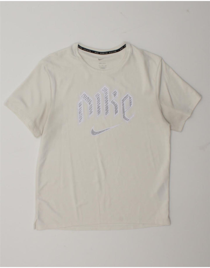 Nike Herre Dri Fit grafisk T-shirt top lille hvid polyester
