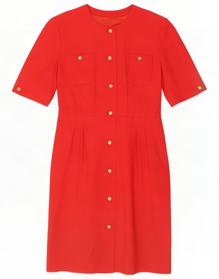 Vintage Womens Sheath Dress UK 14 Medium Rød