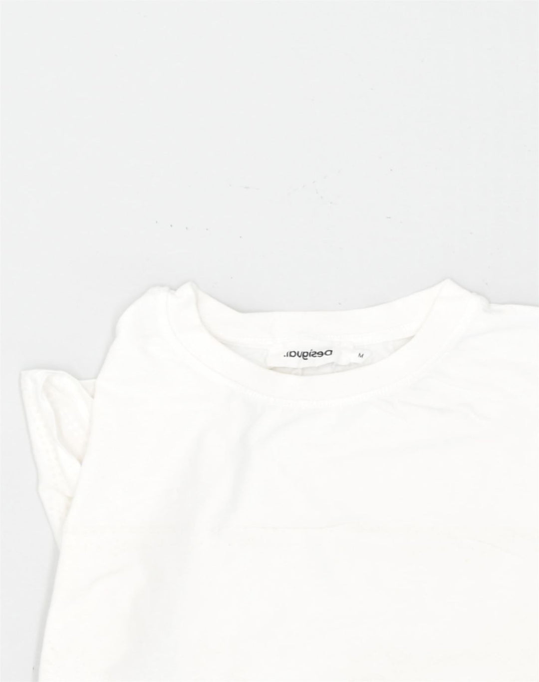 DESIGUAL Womens Crop T-Shirt Top UK 12 Medium White Cotton | Vintage Desigual | Thrift | Second-Hand Desigual | Used Clothing | Messina Hembry 