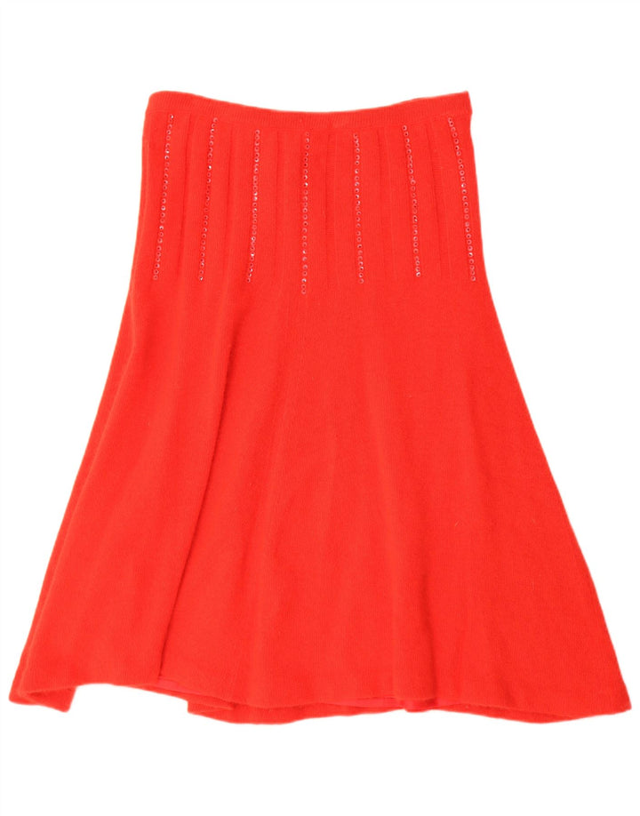 Vintage Dame Strik Flared Skirt IT 44 Medium W30 Red Angora