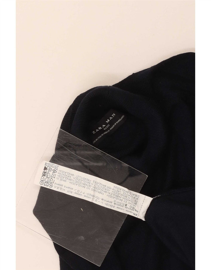 Zara Herre rullehals sweater Medium marineblå viskose
