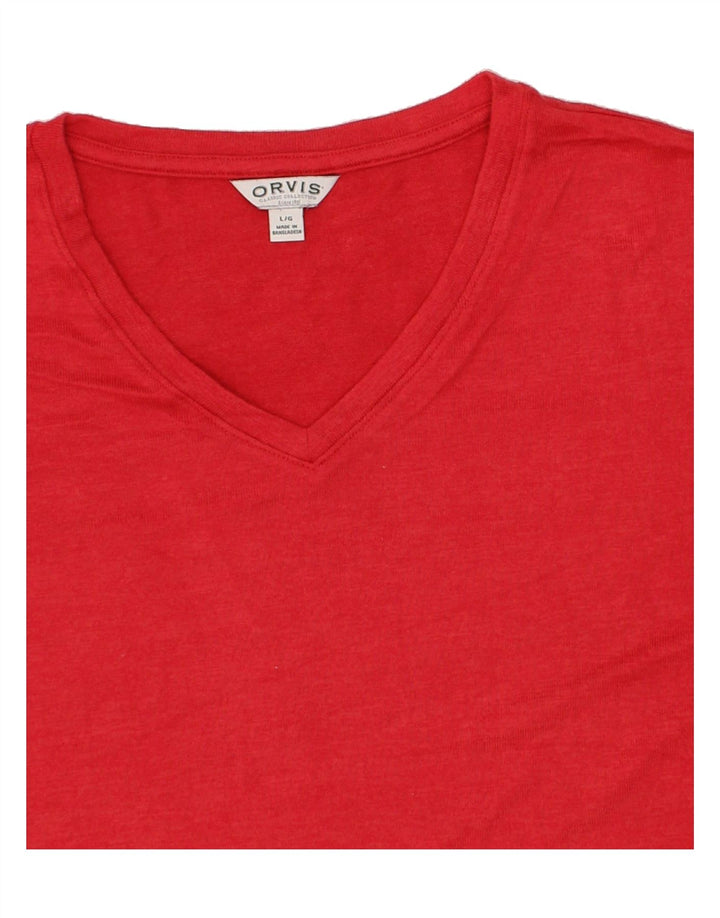 ORVIS Womens Oversized T-Shirt Top UK 16 Large Red Polyester Vintage Orvis and Second-Hand Orvis from Messina Hembry 