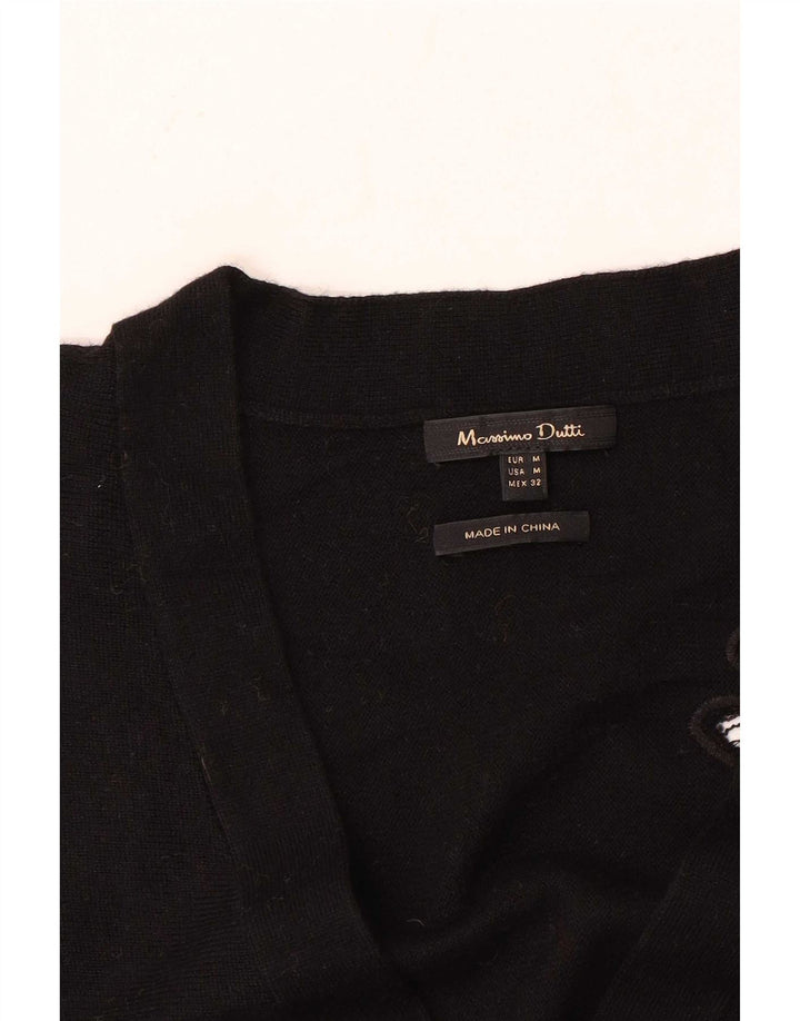Massimo Dutti Dame Oversized Cardigan Sweater UK 14 Medium Black Floral