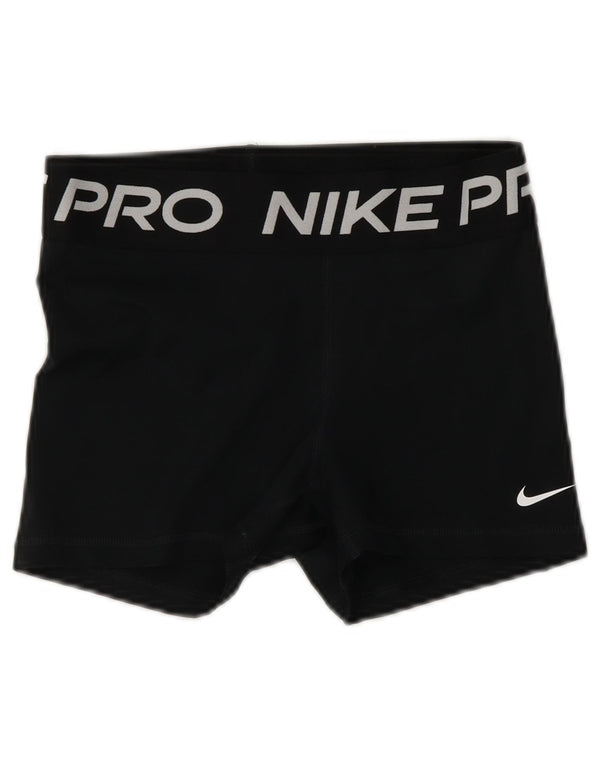 NIKE Dri Fit grafiske sportsshorts til kvinder UK 10 Lille sort polyester