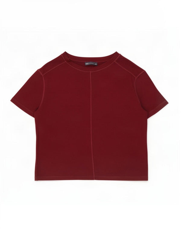 Marks & Spencer Womens T-Shirt Top UK 14 Medium Burgundy Viscose