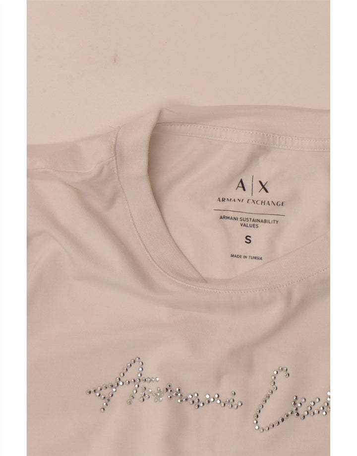 Armani Exchange Womens Grafisk T-Shirt Top UK 10 Small White