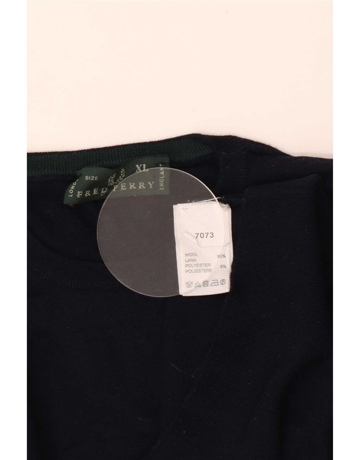 Fred Perry Herre trøje med rund hals XL marineblå uld