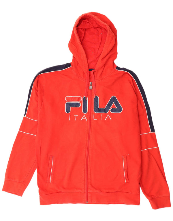 FILA Herre Italia grafisk hættetrøje med lynlås Medium Rød Colourblock Bomuld