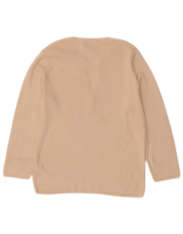 RALPH LAUREN Dame 3/4-ærmet V-hals sweater UK 14 Large Beige