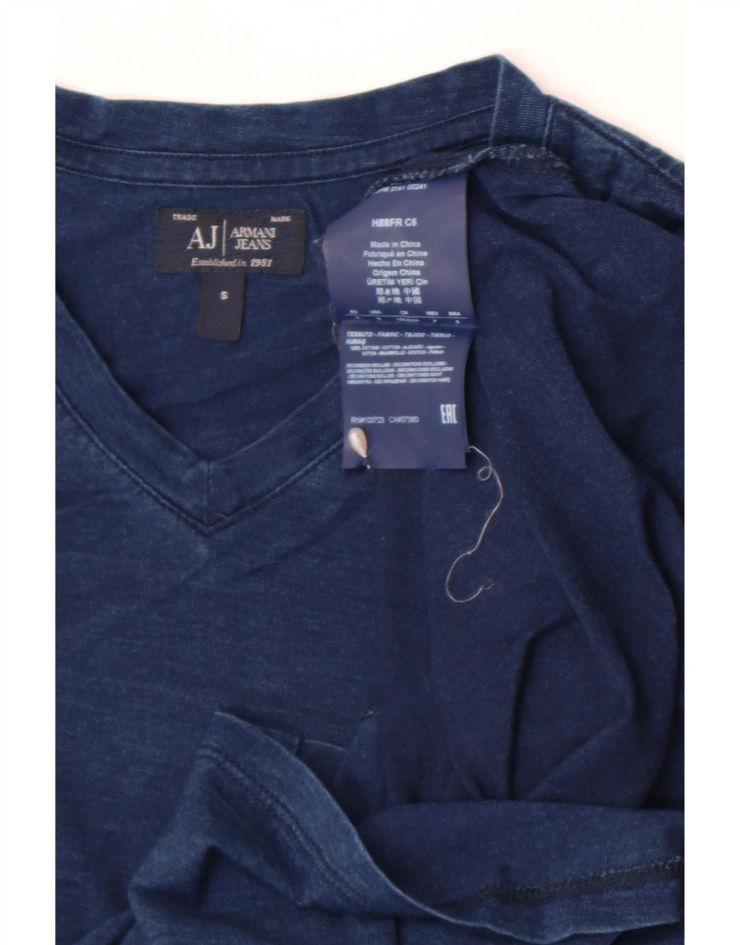 Armani Herre grafisk T-shirt Top Lille Blå Flecked Bomuld