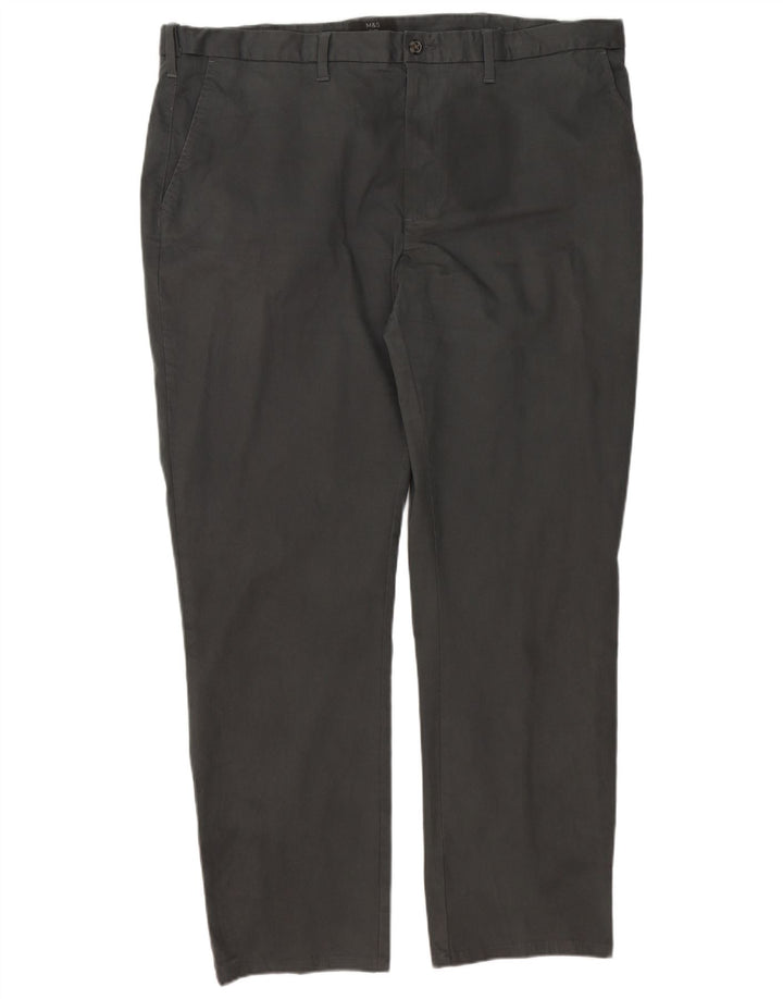 MARKS & SPENCER Herre Regular Fit Chinobukser W44 L33 Grå Bomuld