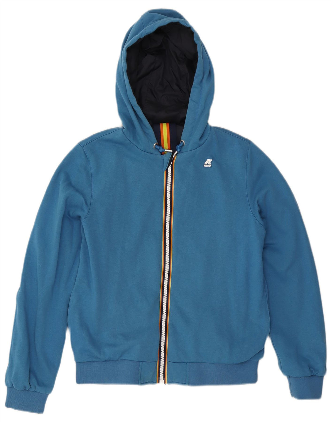 K-Way Dame Hætte Vendbar Jakke UK 10 Small Navy Blue Bomuld