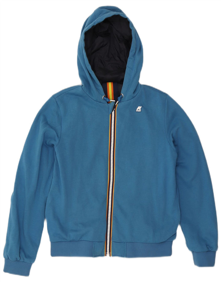 K-Way Dame Hætte Vendbar Jakke UK 10 Small Navy Blue Bomuld