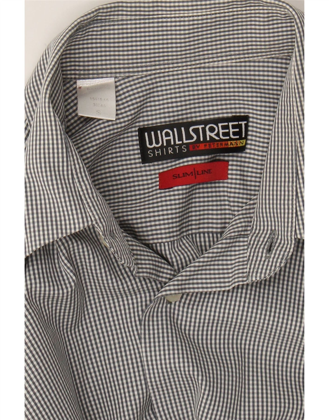 WALL STREET Mens Shirt Small Grey Gingham Cotton Vintage Wall Street and Second-Hand Wall Street from Messina Hembry 
