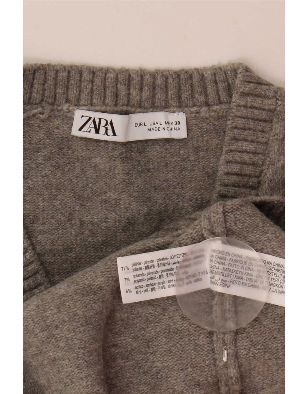 Zara Womens Crop Vest Tank Top UK 14 Large Grå Polyester