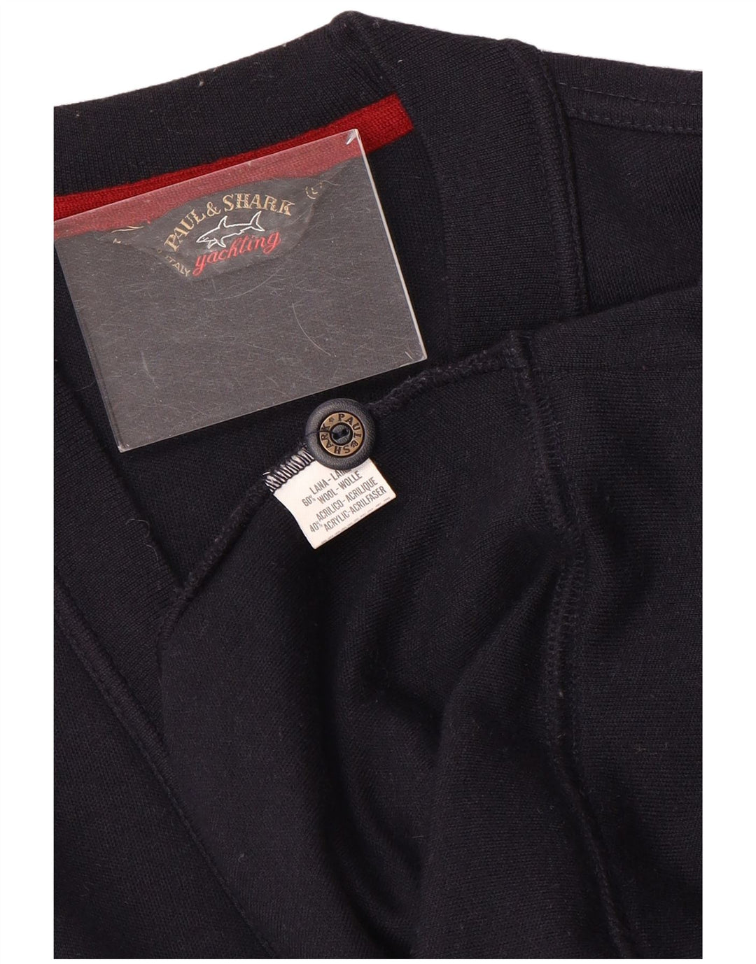 Paul & Shark Herre cardigan sweater Stor marineblå uld