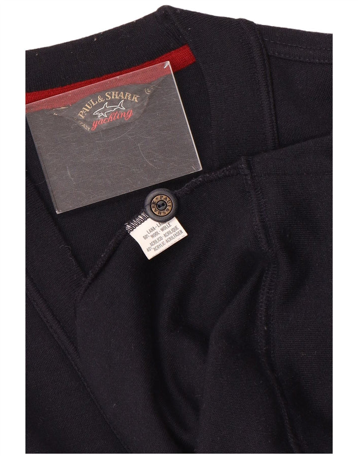 Paul & Shark Herre cardigan sweater Stor marineblå uld