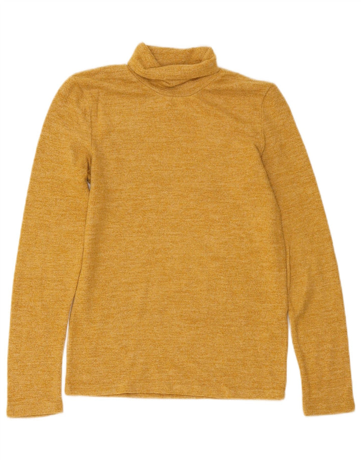 Zara Dame Roll Neck Top Langærmet UK 12 Medium Gul Flecked Viscose