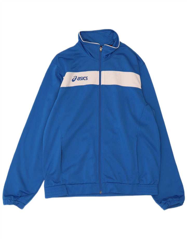 ASICS Grafisk træningsdragt til mænd, topjakke, stor blå farveblok polyester