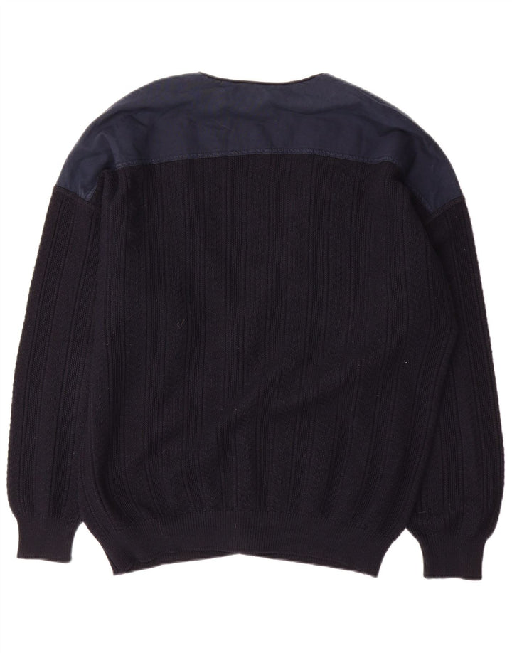 Il Granchio Herre Cardigan Sweater Large Navy Blue Colourblock
