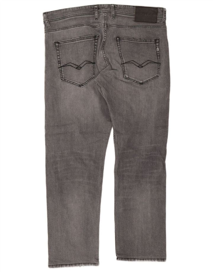 Replay Herre Grover Straight Jeans W34 L27 Grå Bomuld