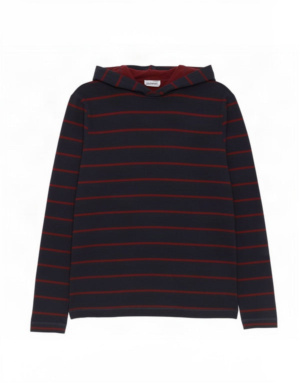 Marks & Spencer Mens Hooded Top Long Sleeve Small Navy Blue Striped