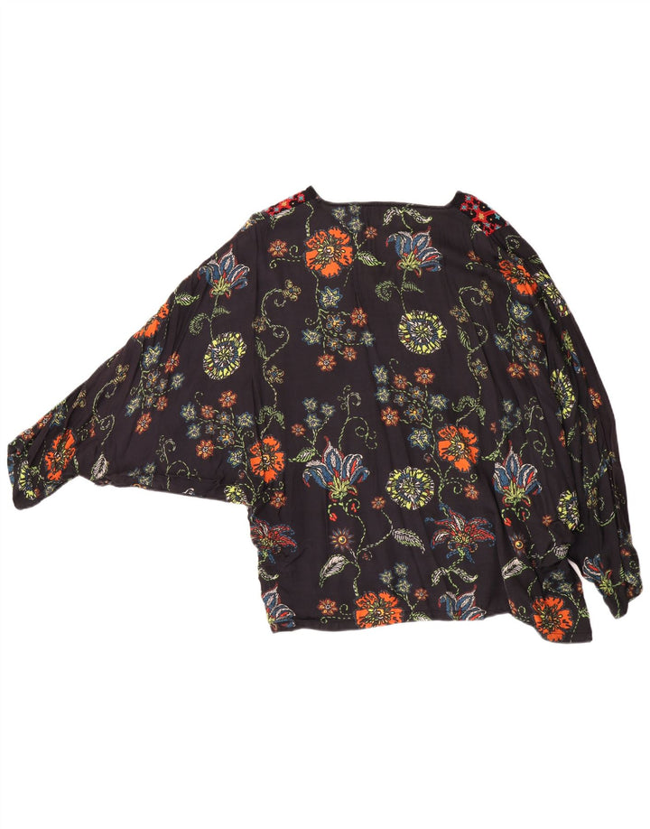 Desigual Dame Tunika Top UK 12 Medium Black Floral